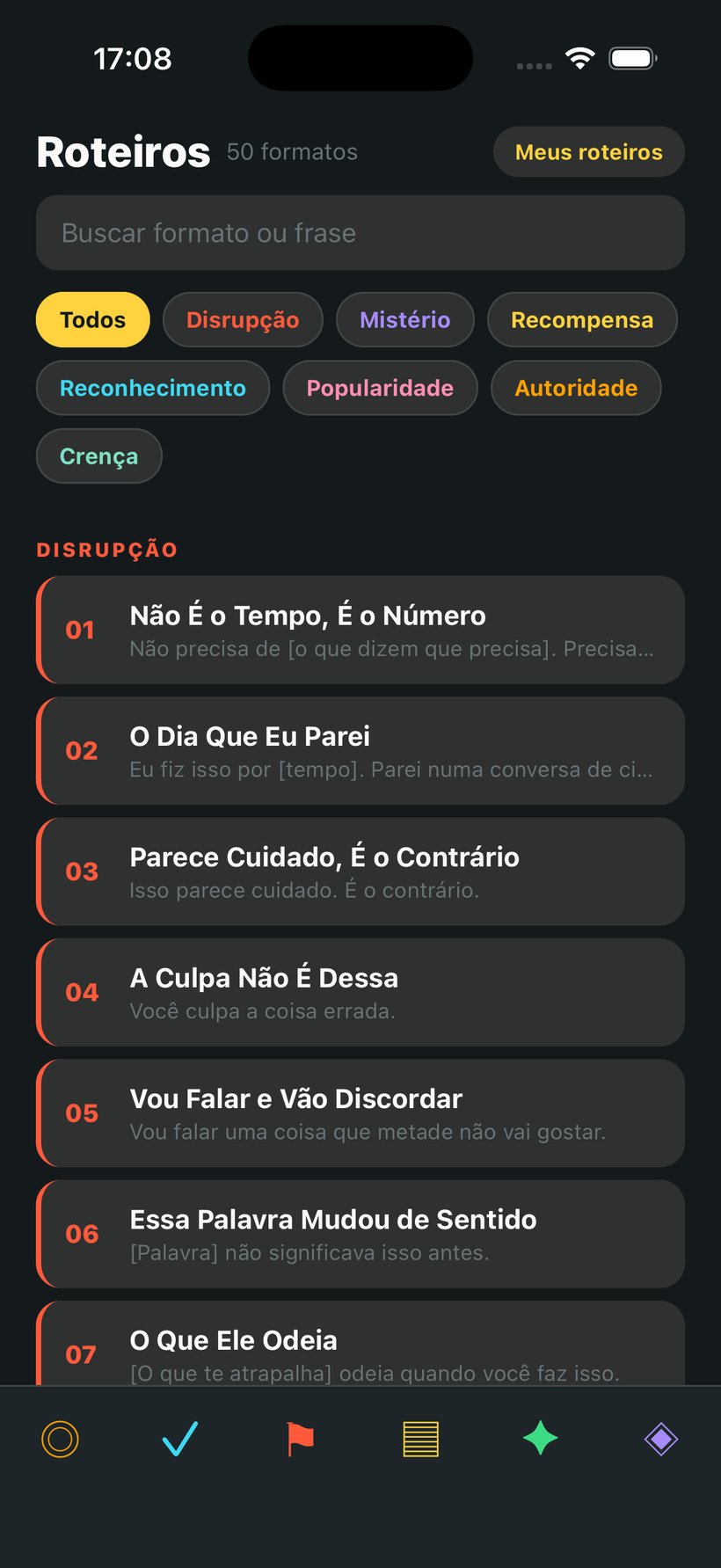 Os 50 modelos de roteiro do OREM